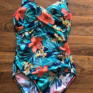 Jantzen Womens One Piece Swim Suit Floral Sz 8